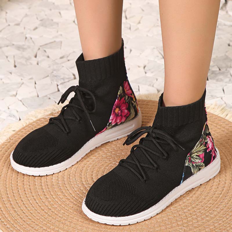 Levoire | Baskets Mixtes Confortables Mi-Longues Avec Détail En Fleurs Sur Le Talon Pour Femmes