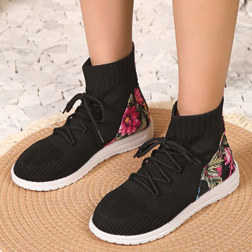 Levoire | Baskets Mixtes Confortables Mi-Longues Avec Détail En Fleurs Sur Le Talon Pour Femmes