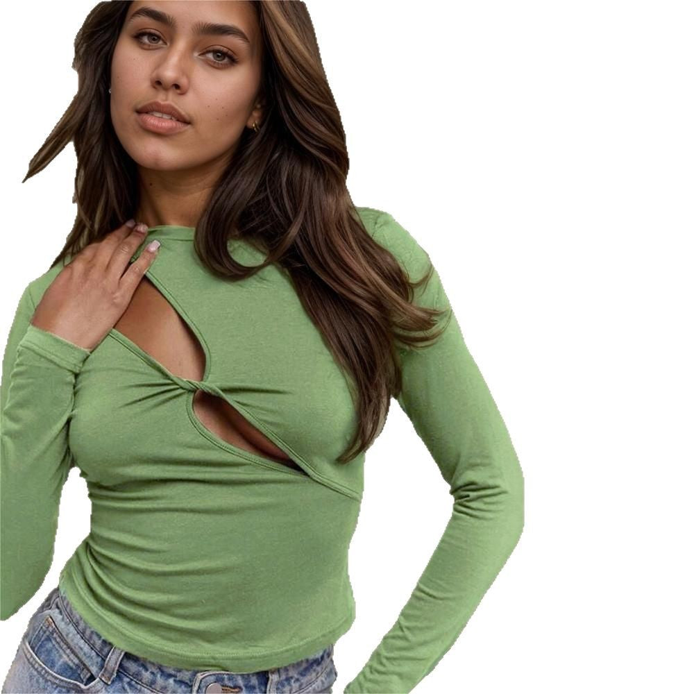 Top ajusté à manches longues pour femmes avec un design innovant à découpes Levoire