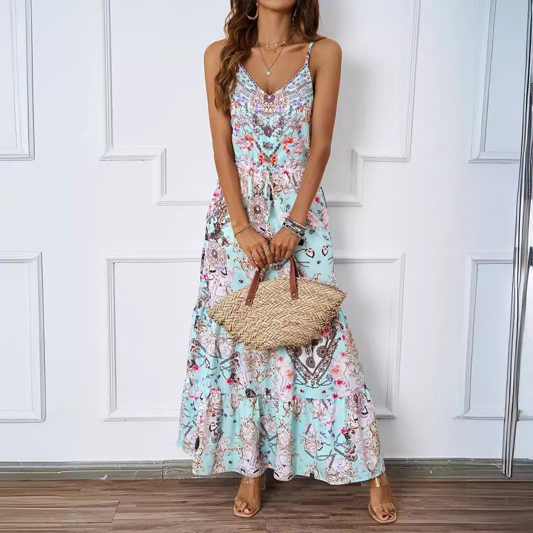 Robe maxi femme avec motif floral et poches latérales Levoire