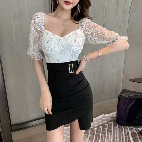 Levoire | Sensuelli dentelle Slim Fit Irregulier Bodycon robe