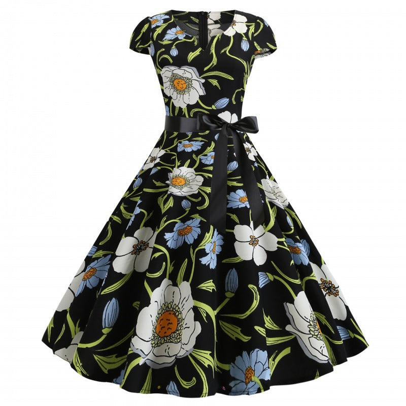 Robe swing pour femmes avec motif floral et taille élégante Levoire