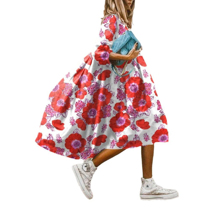 Levoire | Élégante robe en imprimé paisley fleuri, avec des manches trois quarts