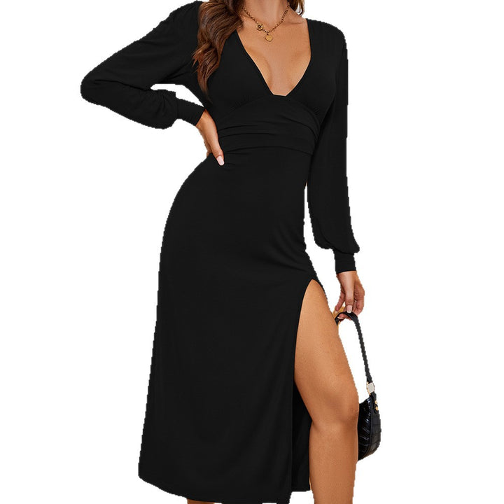 Robe maxi femme avec décolleté en V profond et fente élégante Levoire