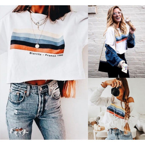 Sweatshirt femme à épaules dénudées avec motif de rayures contrastées Levoire