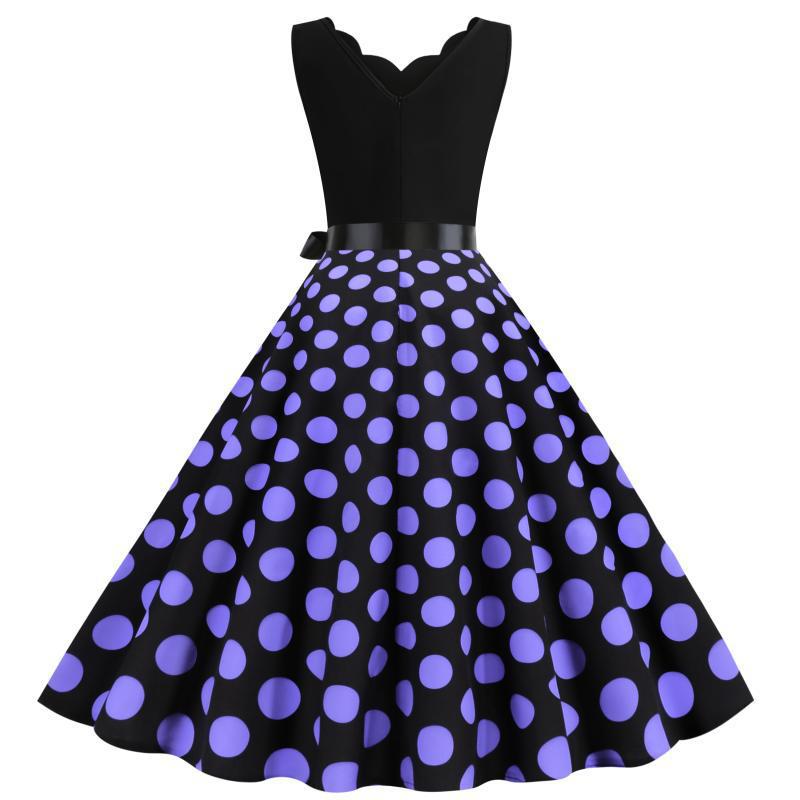 Robe midi demi-durée pour femmes avec motif à pois classique et silhouette cintrée Levoire