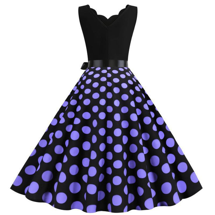 Robe midi demi-durée pour femmes avec motif à pois classique et silhouette cintrée Levoire
