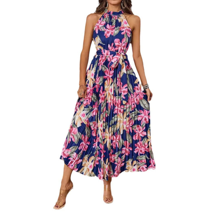 Robe maxi élégante pour femmes avec design floral et haut froncé Levoire