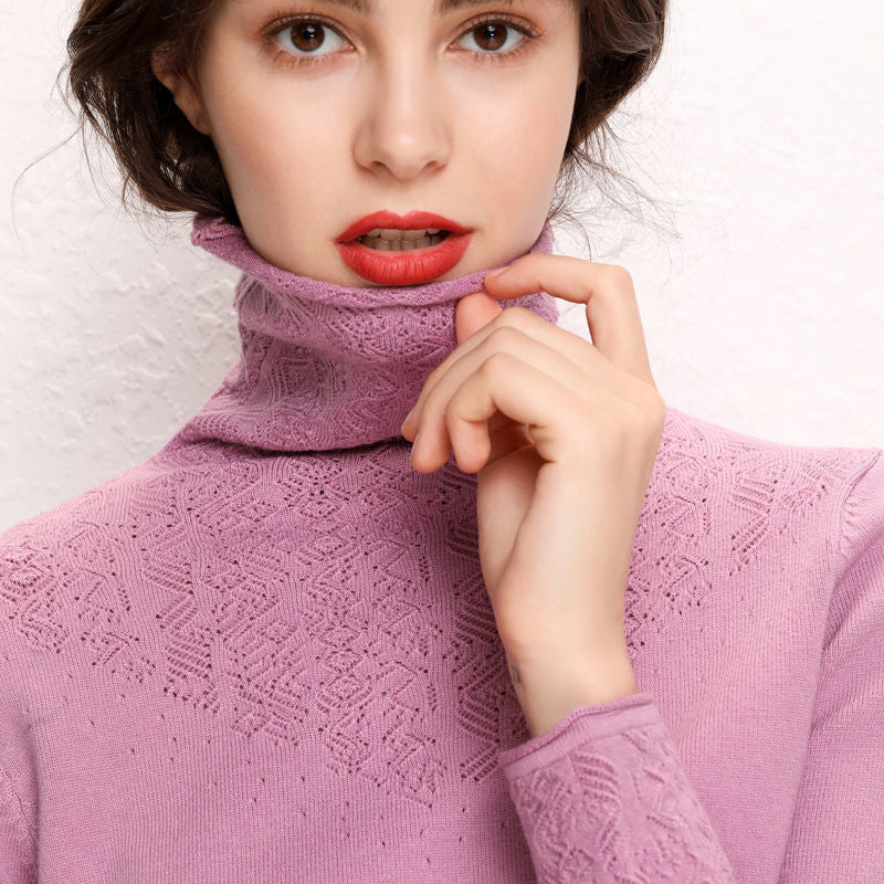 Pull pour femmes à col montant avec un motif texturé fin Levoire