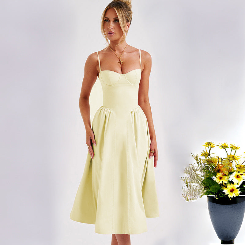 Robe midi pour femme avec décolleté en cœur esthétique et jupe évasée Levoire