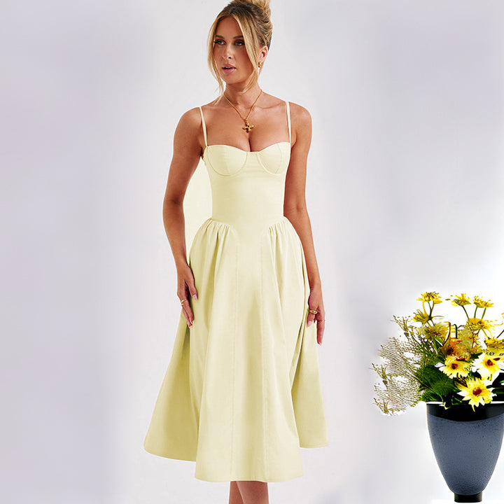 Robe midi pour femme avec décolleté en cœur esthétique et jupe évasée Levoire