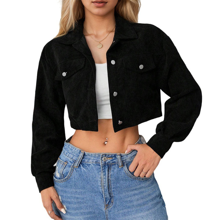 Veste en corduroy cropped pour femmes avec des détails élégants et des poches pratiques Levoire