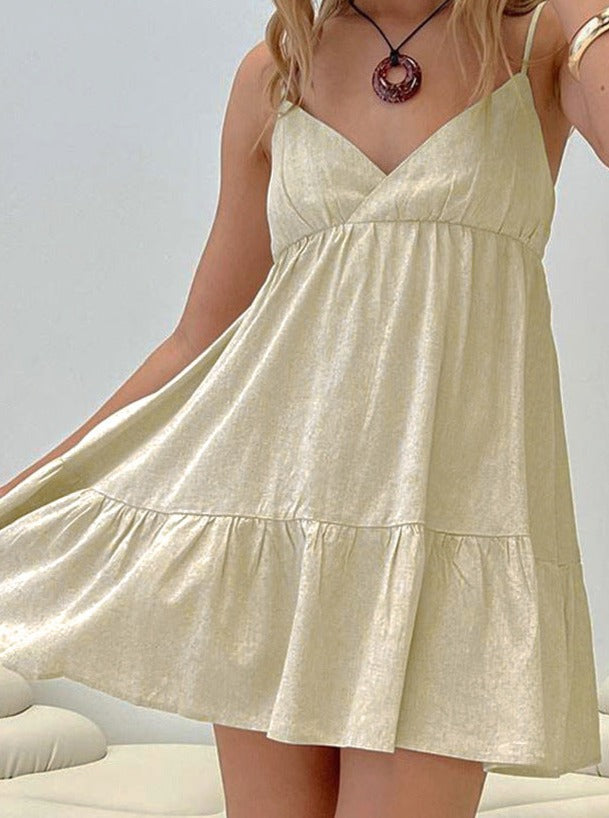 Levoire | Robe D'Été Off White Avec Un Ourlet Délicat L