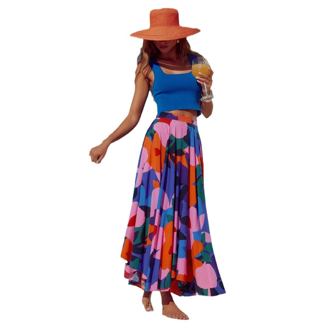 Jupe maxi d'été pour femmes avec un mélange de motifs vibrants et une coupe fluide Levoire