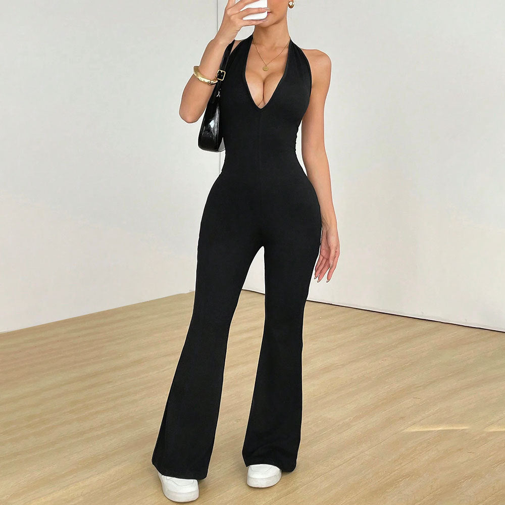 Combinaison pour femme avec décolleté en V profond et jambes larges Levoire