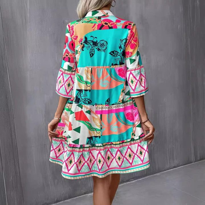 Levoire | Élégante robe-blouse à volants à manches cinq points