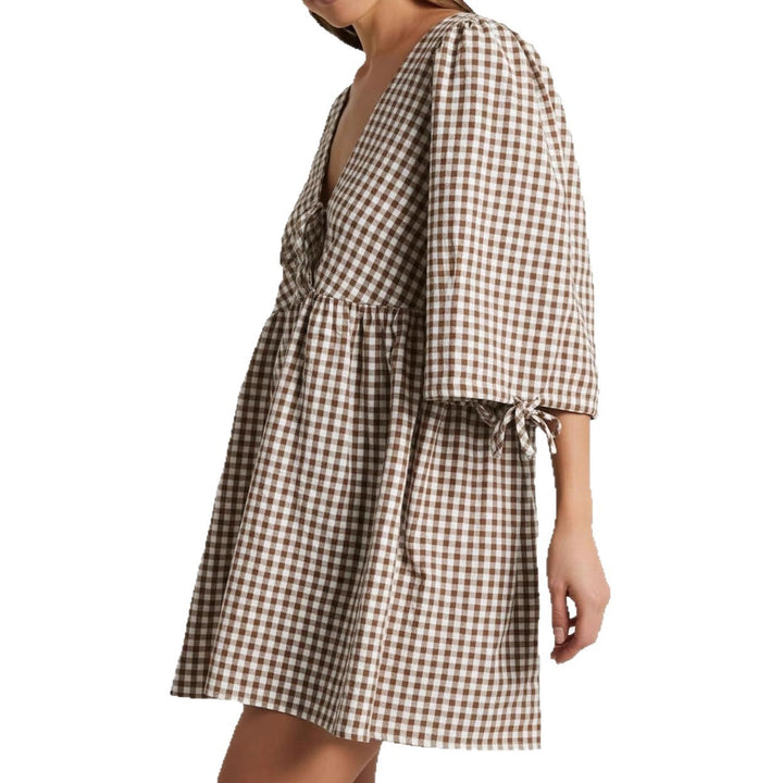 Robe décontractée pour femmes avec un col en V et des manches bouffantes Levoire