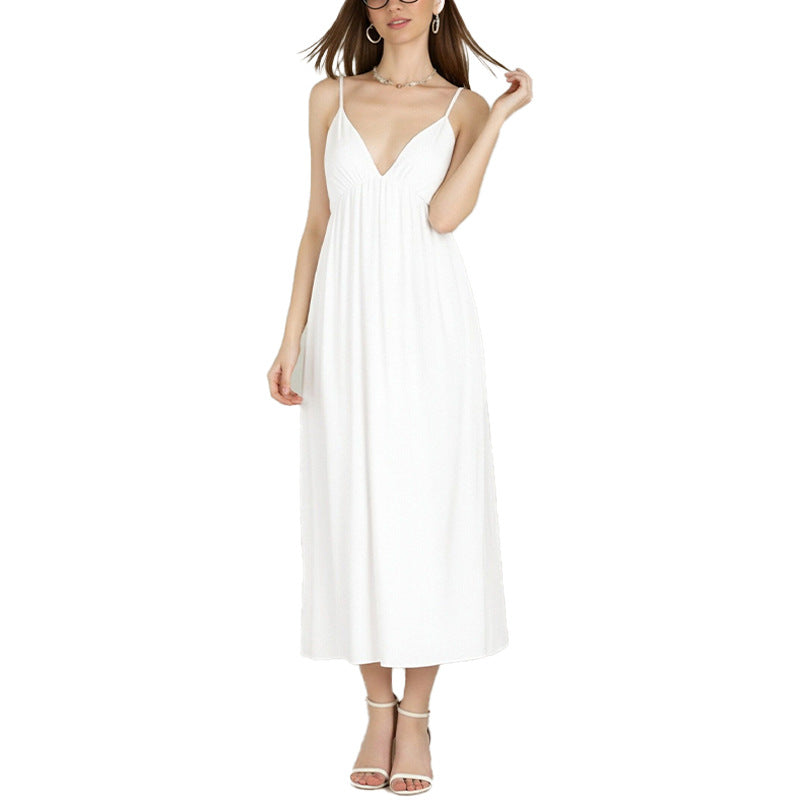 Robe maxi pour femme avec décolleté en V profond et jupe fluide Levoire