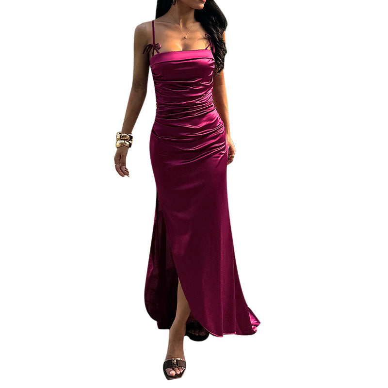 Robe Maxi Élégante pour Femmes avec Éléments de Rassemblement Sophistiqués Levoire