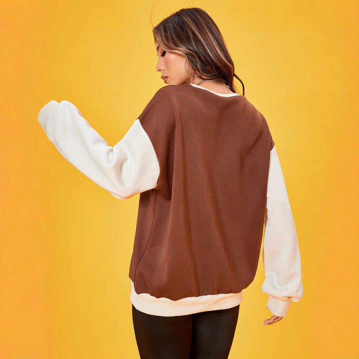 Sweatshirt pour femmes avec des manches bouffantes décontractées et un logo décoratif Levoire