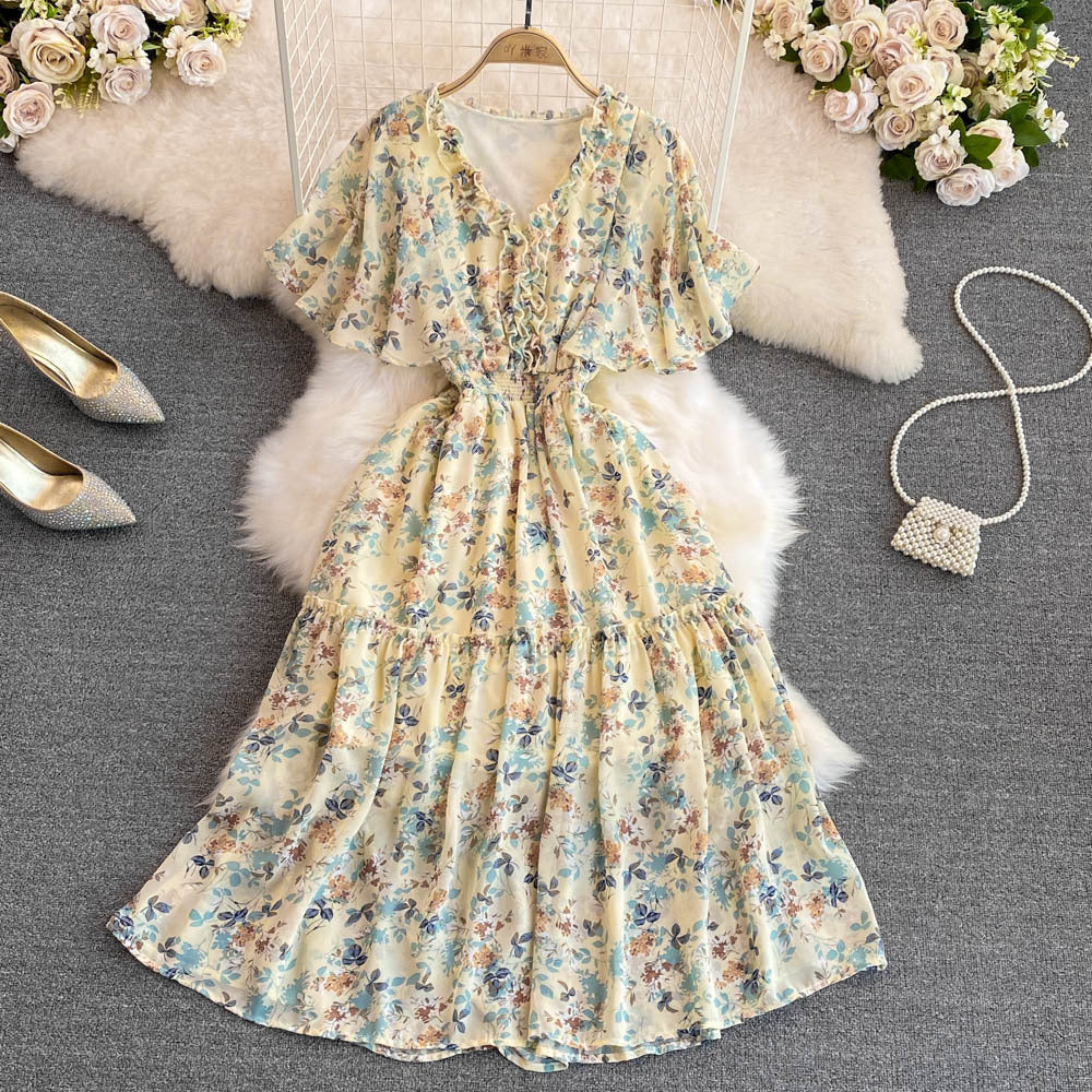 Levoire | Robe Élégante Avec Imprimé Floral Pour Femmes Jaune Taille unique