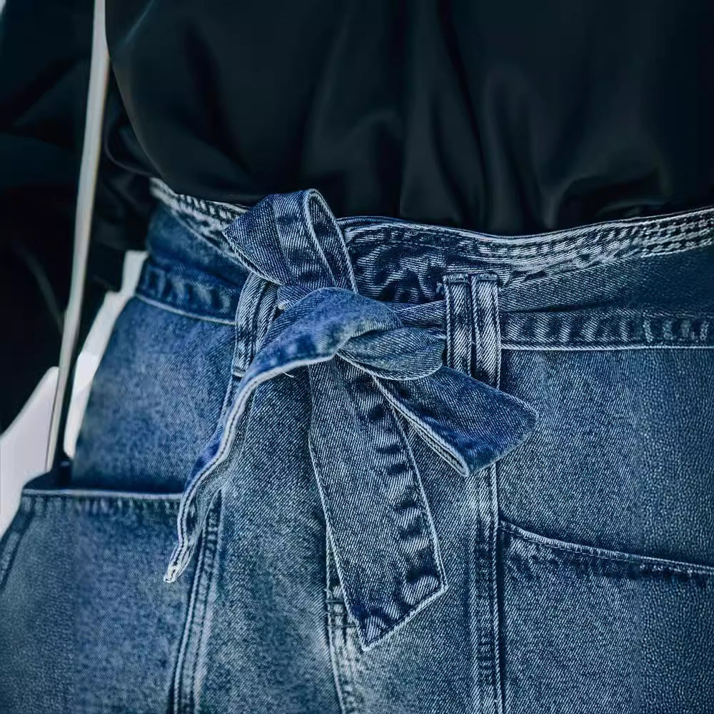 Shorts en denim taille haute pour femmes avec ceinture amovible Levoire