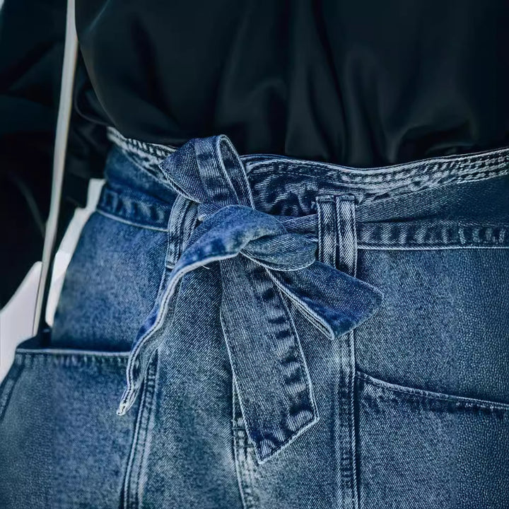 Shorts en denim taille haute pour femmes avec ceinture amovible Levoire