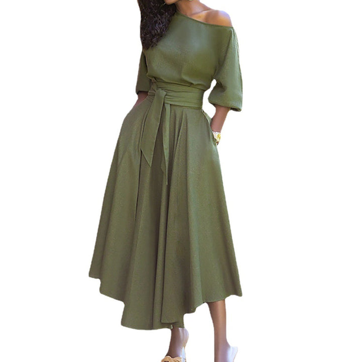Robe Maxi Élégante pour Femmes avec Design Hors-Épaule et Ceinture Levoire