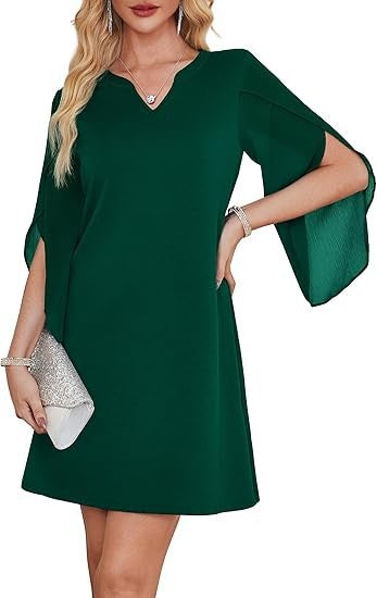 Robes femme à col en V avec manches transparentes Levoire