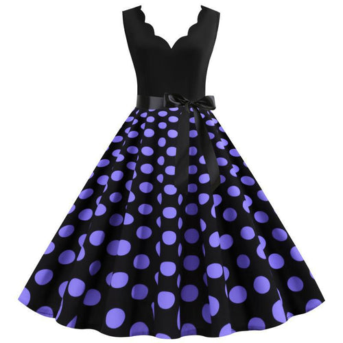 Robe midi demi-durée pour femmes avec motif à pois classique et silhouette cintrée Levoire