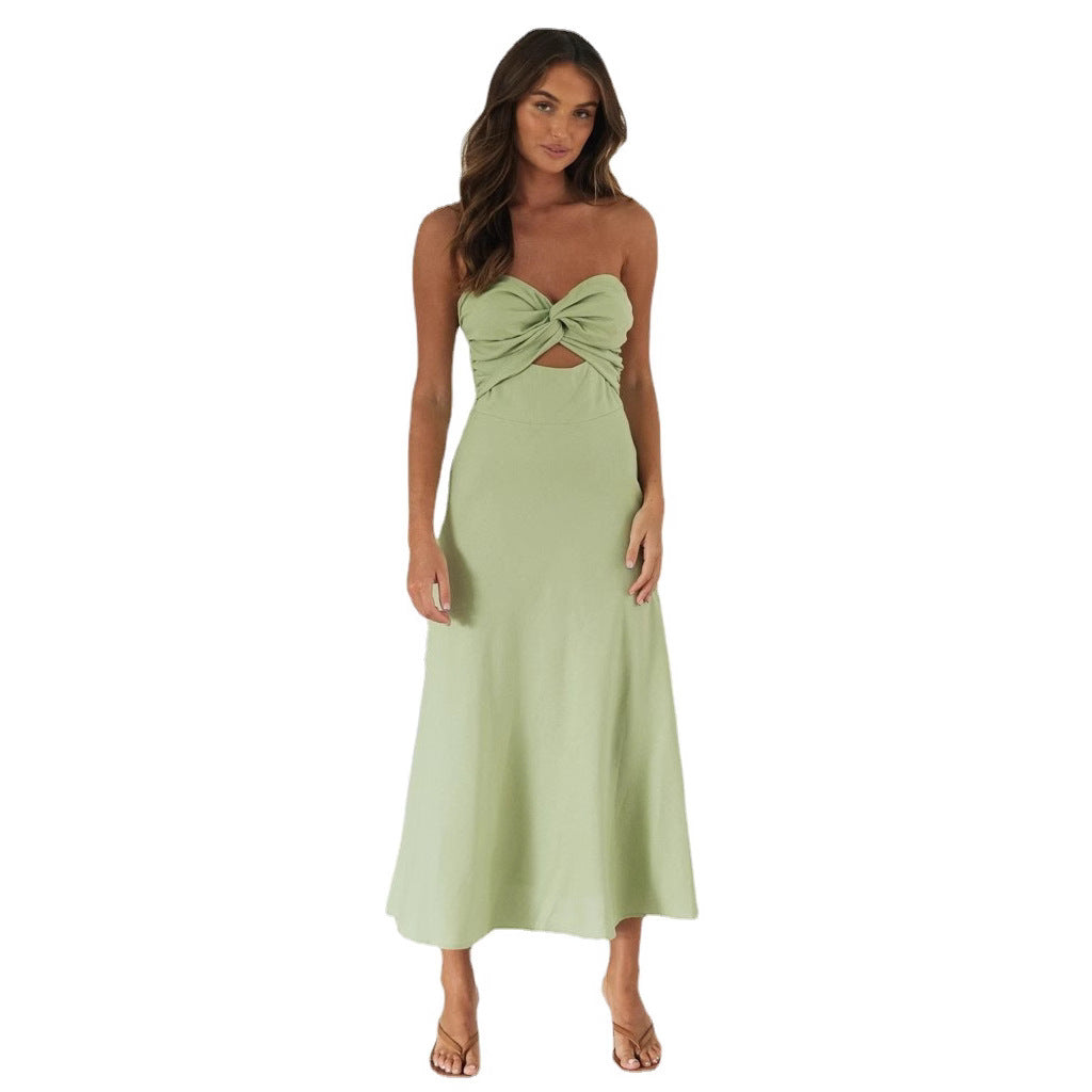 Robe midi pour femmes avec détail de nœud séduisant et coupe ajustée Levoire