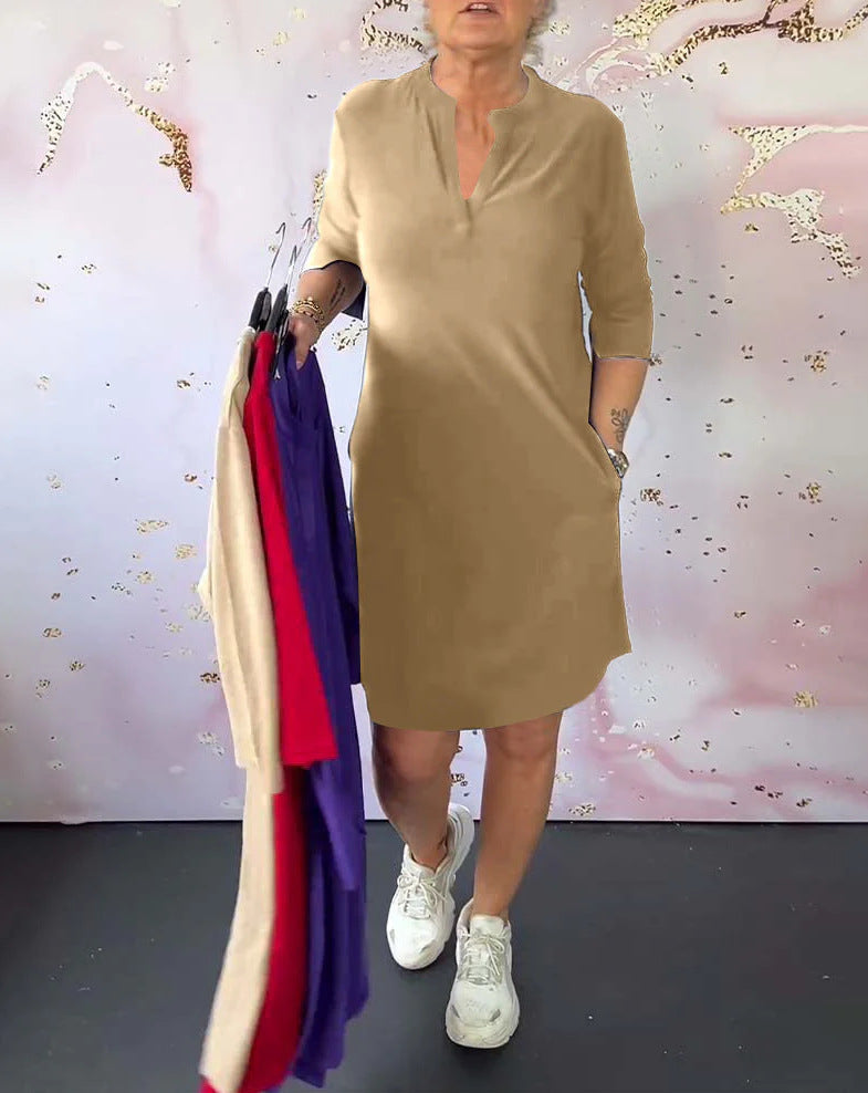 Levoire | Robe midi à col en V Khaki