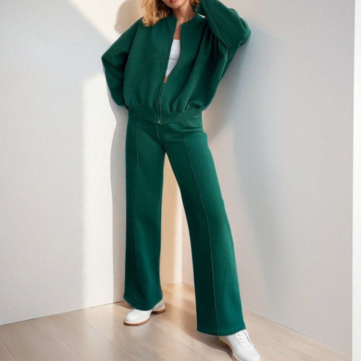 Ensemble sportif pour femmes avec fermeture éclair et jambes larges Levoire
