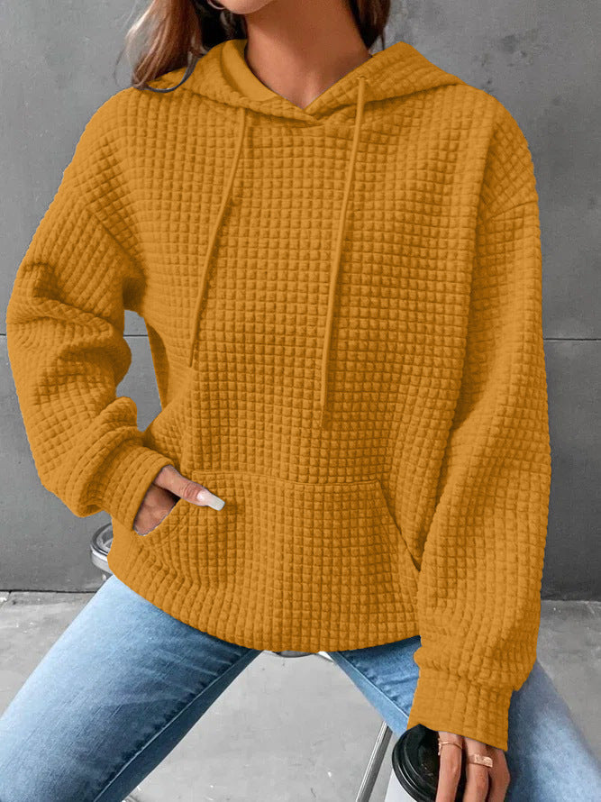 Haut en waffle pour femmes avec poche kangourou et coupe décontractée Levoire