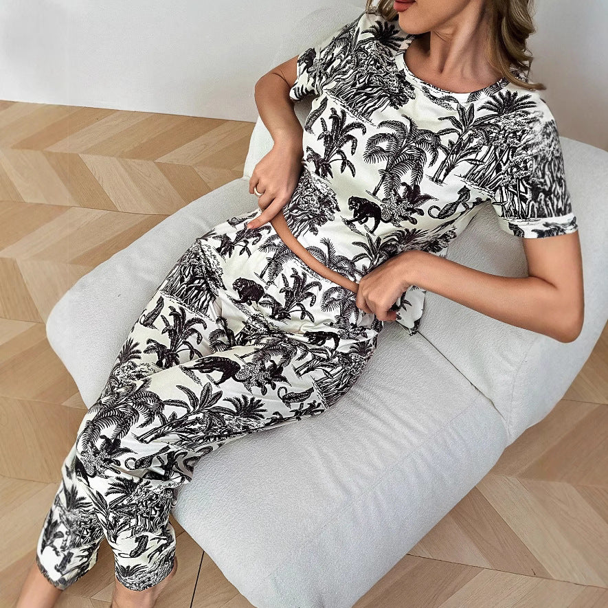 Ensemble de pyjama pour femmes avec imprimé tropical et coupe décontractée Levoire