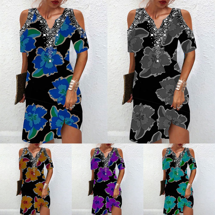 Levoire | Robe Mini Off-Shoulder à col V imprimée élégante