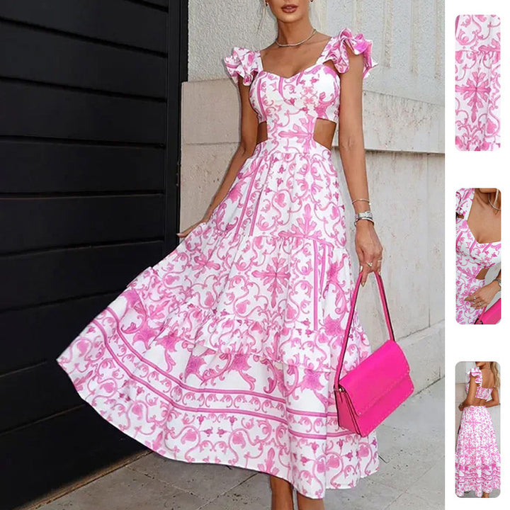 Robe maxi femme avec un design découpé romantique et des détails en volants Levoire