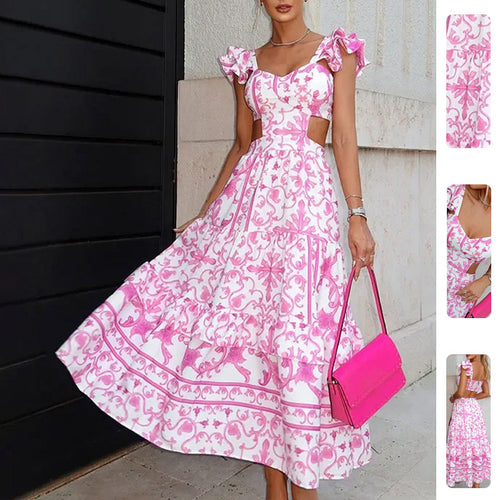 Robe maxi femme avec un design découpé romantique et des détails en volants Levoire