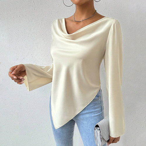 Blouse femme avec décolleté en cascade chic et manches longues Levoire