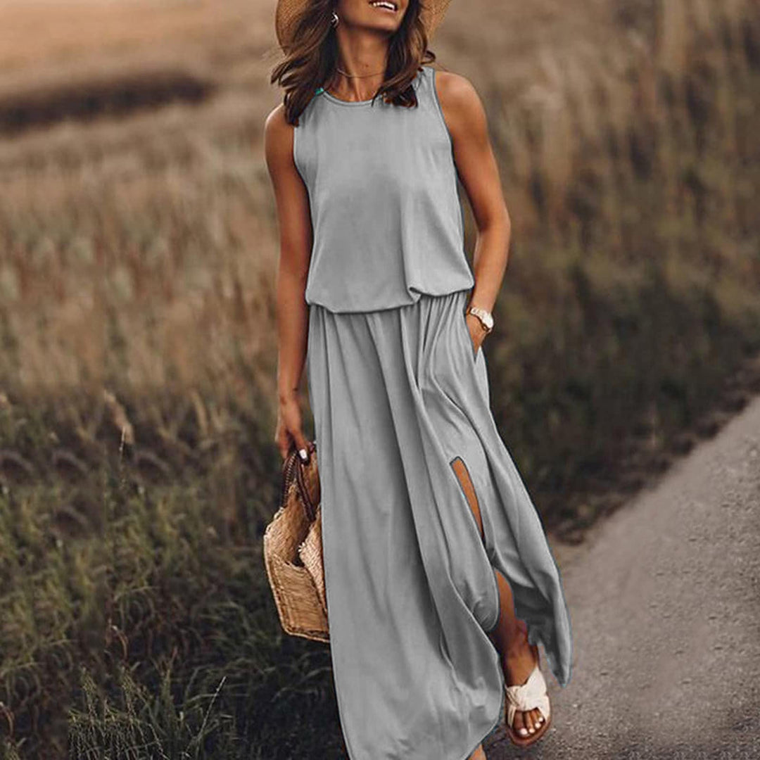 Levoire | Robe Rayée Unie Chic Hihaton Gris