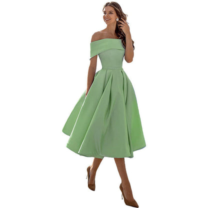 Levoire | Robe de soirée en satin sans bretelles décontractée Vert