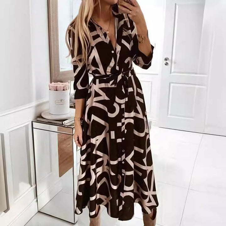 Levoire | Robe nouée à manches longues avec bouton à l'avant ajusté
