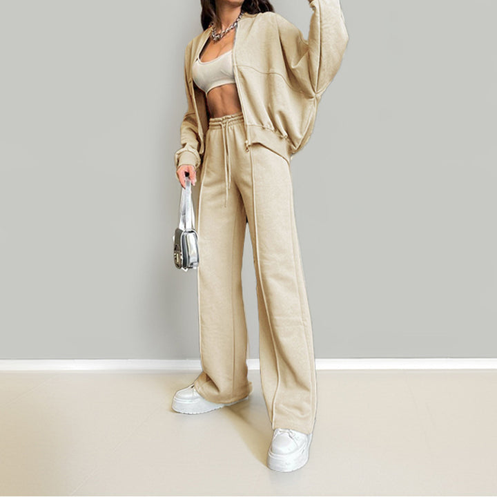 Ensemble sportif pour femmes avec fermeture éclair et jambes larges Levoire
