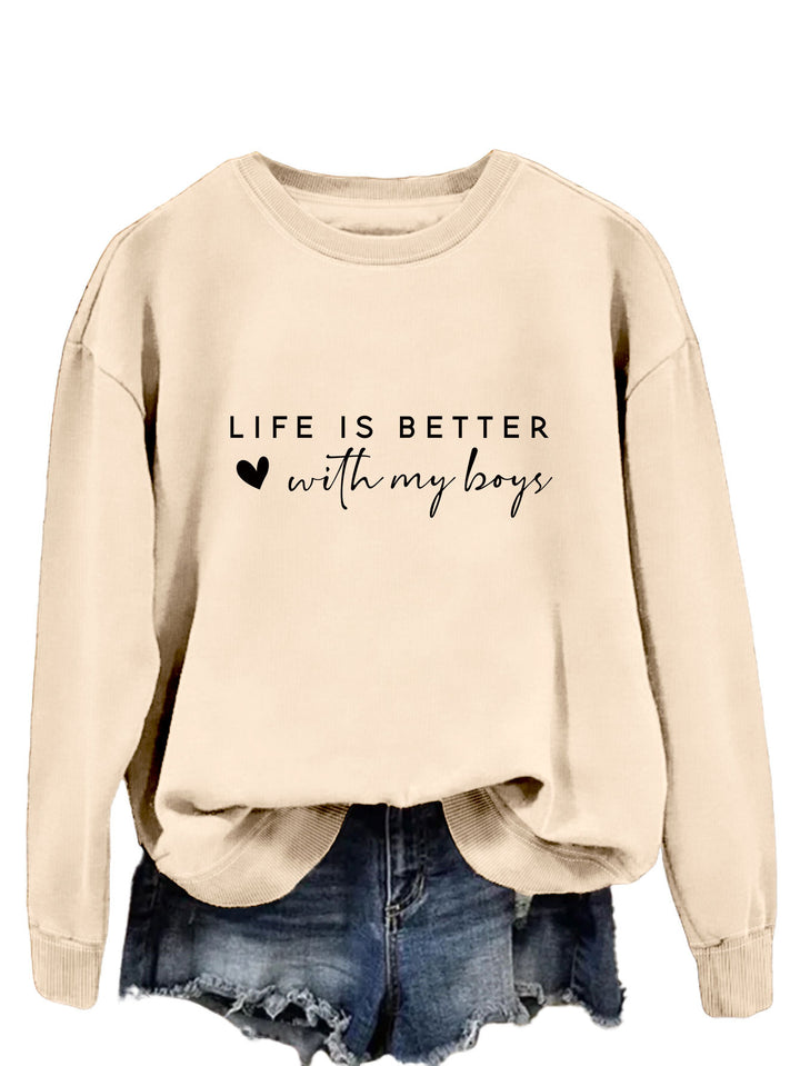 Pull femme confortable à col rond avec impression inspirante Levoire