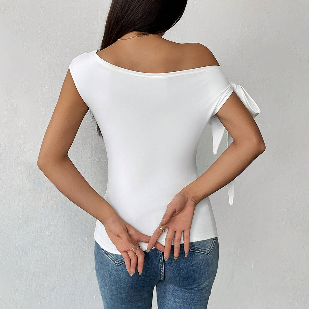 Women haut asymétrique avec de jolis rubans à nouer Levoire