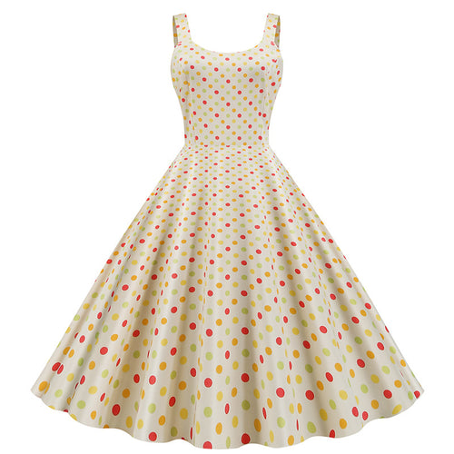 Robe swing pour femmes avec motif à pois classique et coupe évasée Levoire