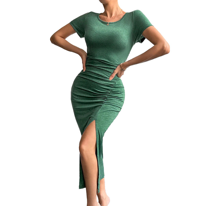 Robe portefeuille ajustée pour femmes avec fente sur le côté et détails en volants Levoire