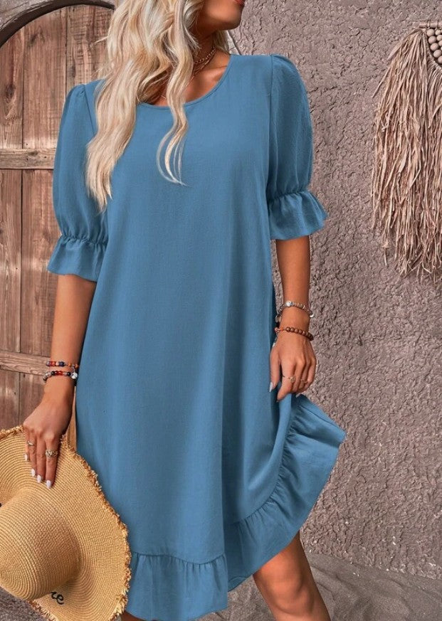 Levoire | Robe D'Été Mi-Longue Élégante Bleu clair