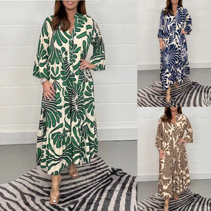 Levoire | Chic Détente Mode V-Encolure Viscose Robe Pleyseekleid