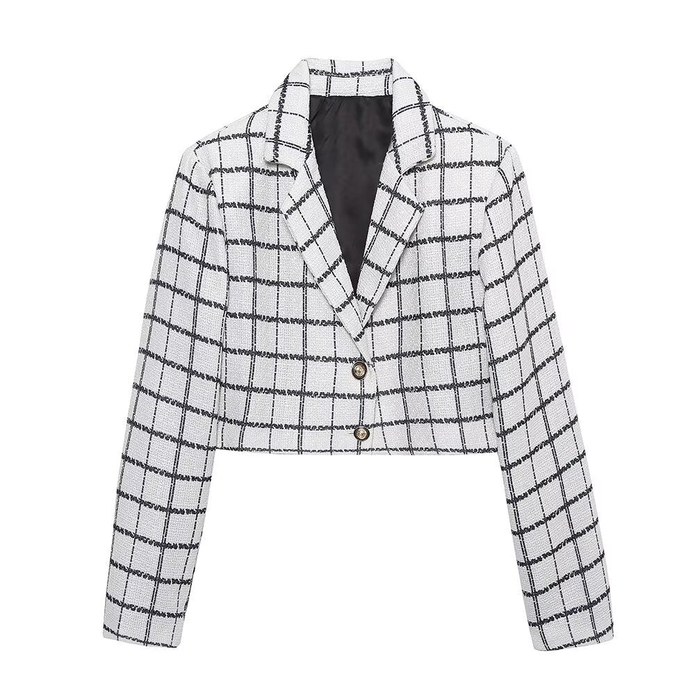 Levoire | Ensemble de Blazer à Carreaux Élégant et Jupe Mini Top à motifs A3